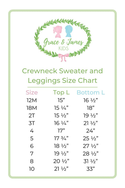 Children's Crewneck Sweater and Leggings Size Chart