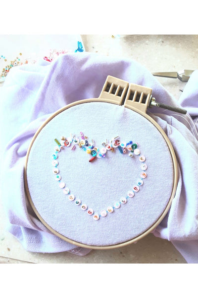 Hand Embroidered HEART with beading