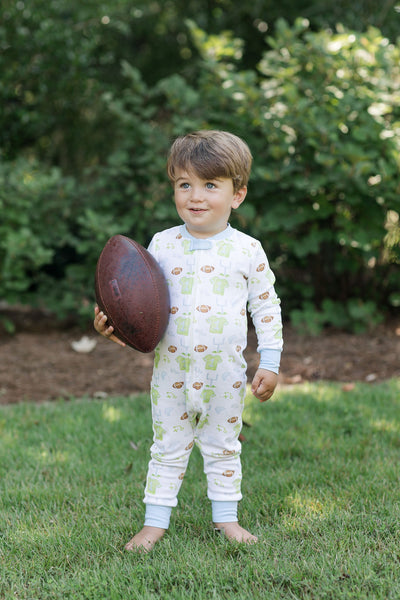 Toddler Wearing Soft Football Loungewear Onesie Perfect for Game Days