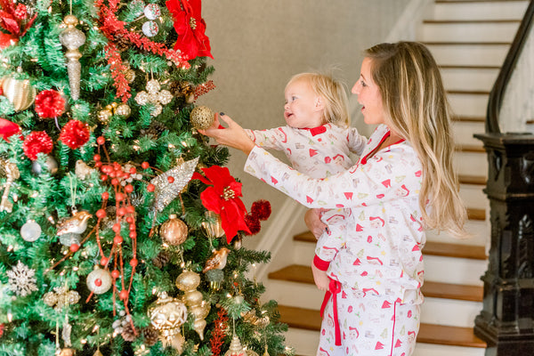 Mom and Toddler Matching in Festive Letters to Santa Outfits on Christmas Night