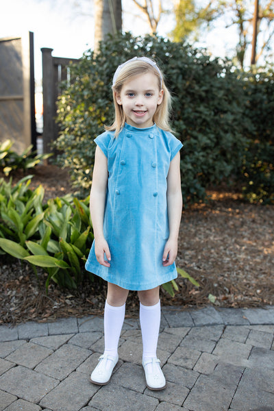 Stella Dress in Blue Velvet