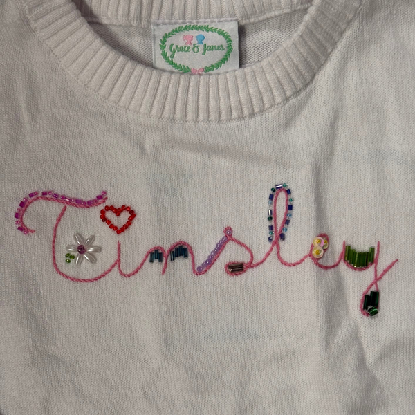 TINSLEY Beaded Hand Embroidery Sweater - SAMPLE