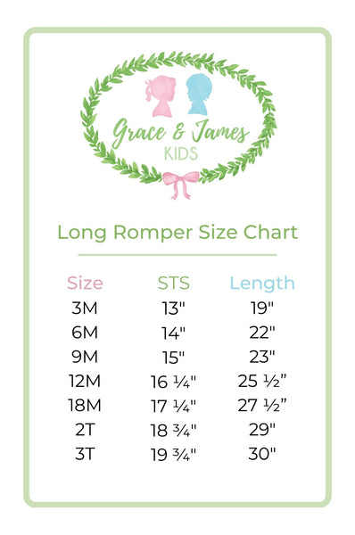 Grace and James Kids Long Romper Size Chart