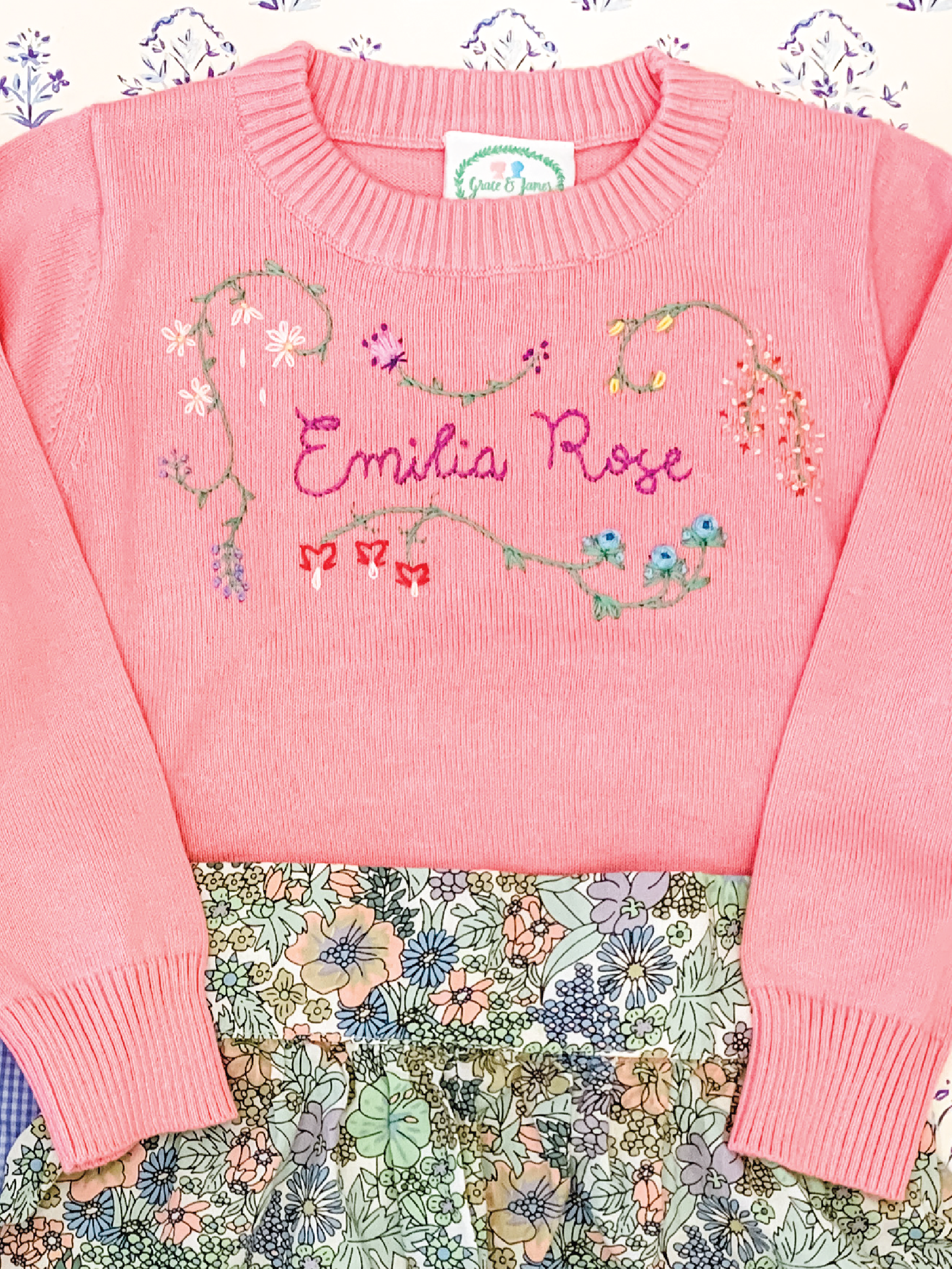 Custom Garden Hand Embroidery - Grace and James Kids – Grace
