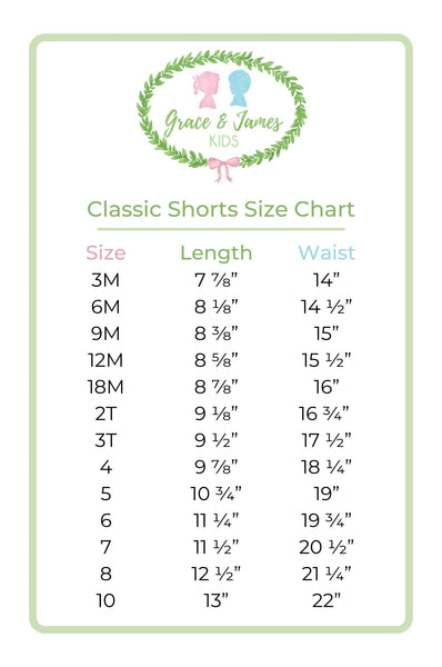 Forget Me Not Swim Trunks Size Chart