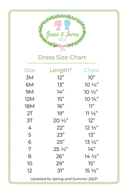 Annie Floral Dress Size Chart