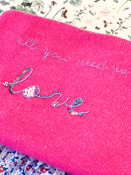 Hand Embroidered LOVE with beading
