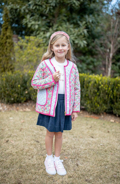 Carolina Reversible Jacket with Floral Pattern and Pink Lining