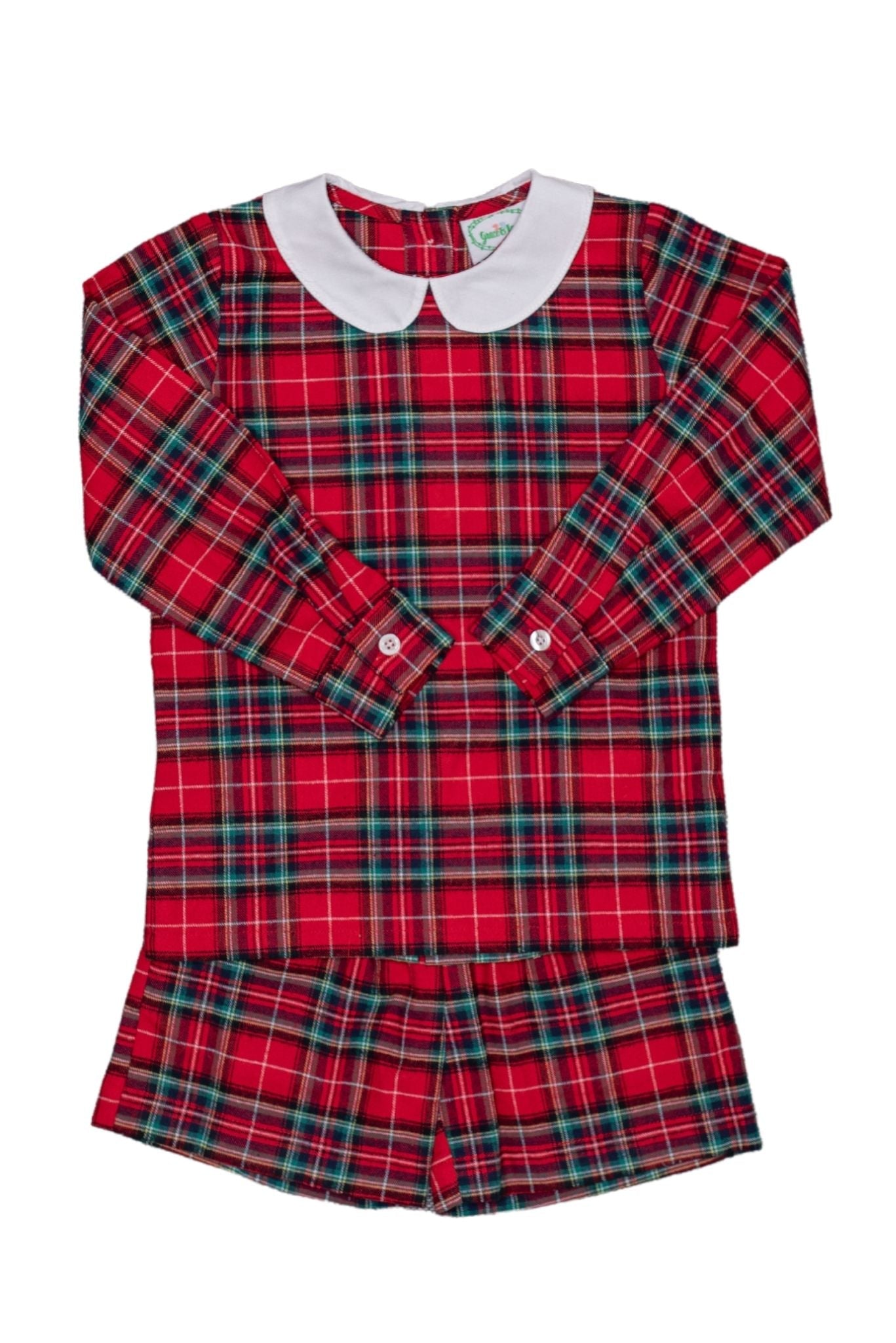 Red Charles Plaid Short Set with Peter Pan Collar