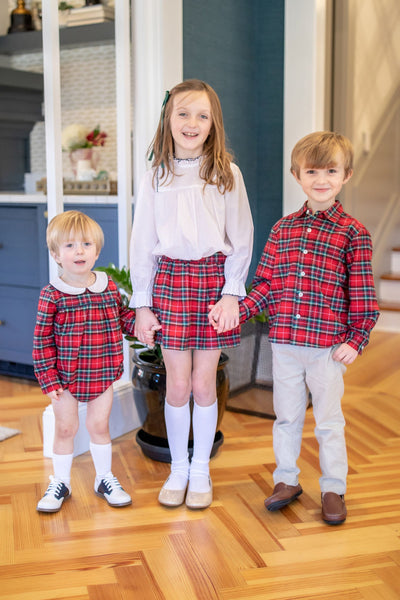 Siblings Wearing Matching Charles Plaid Outfits