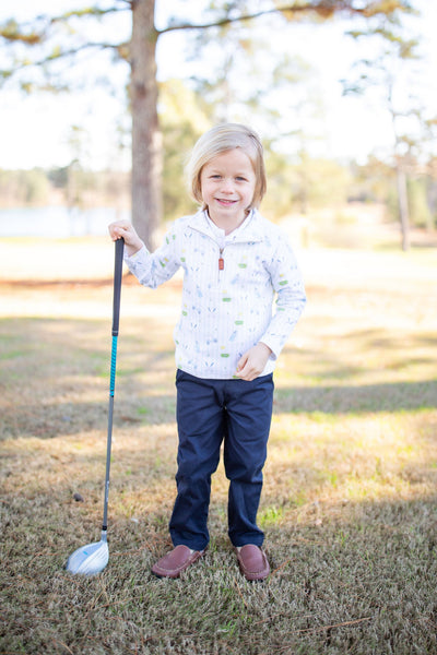 Boy Wearing Golf Half-Zip Pullover on Course