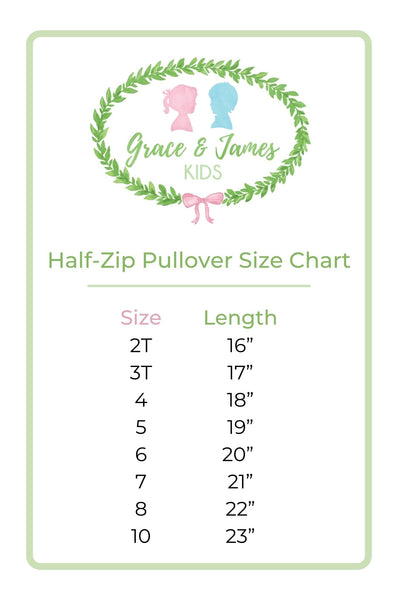 Half-Zip Pullover Size Chart for Children
