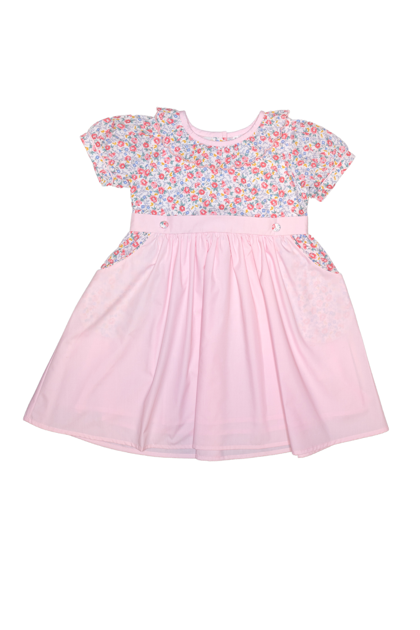Pink Floral Short Sleeve Spring Dress