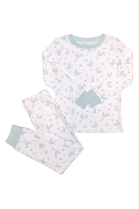 Custom Blue Bunny Print Loungewear Set