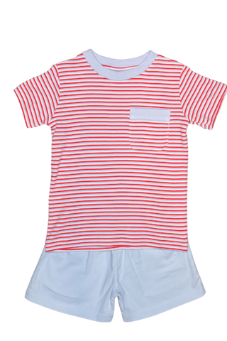 Boy's Red and White Striped T-Shirt Set