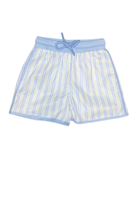 Blue and White Striped Swim Trunks