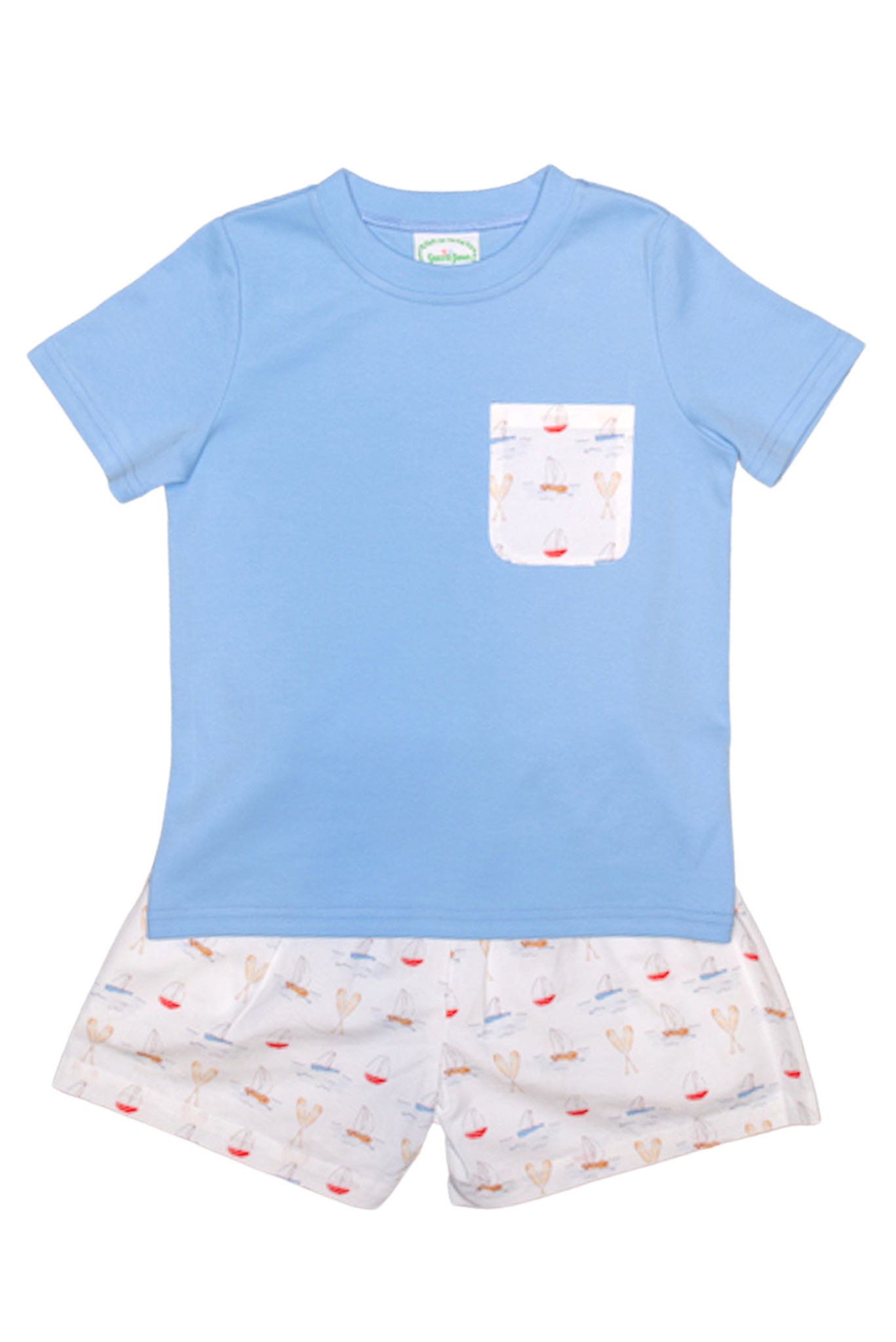 Boy's Light Blue Sailboat T-Shirt Set