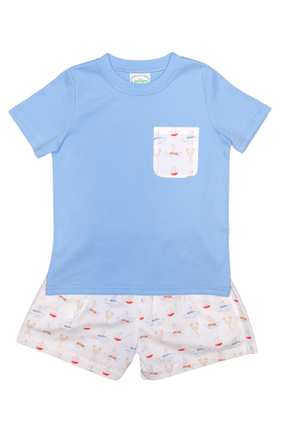 Boy's Light Blue Sailboat T-Shirt Set