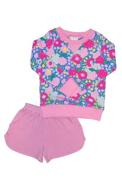 Girl's Spring Crewneck Sweater with Coordinating Shorts