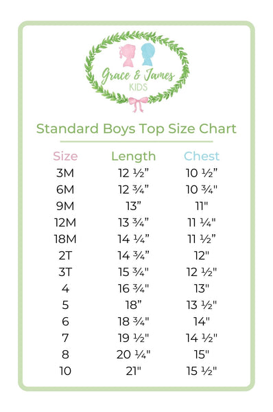 Boys Top Size Chart