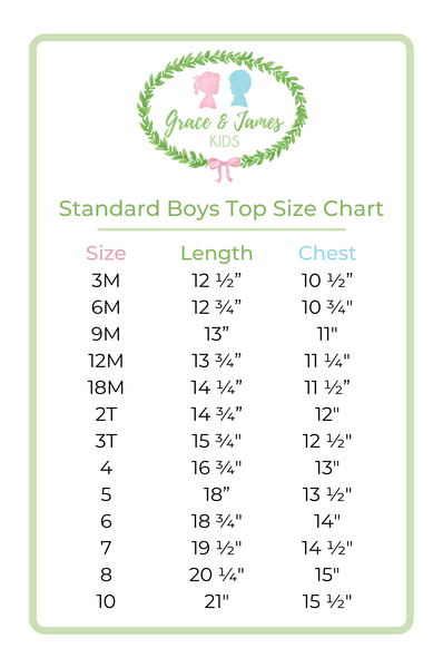 George Collared Shirt Set Size Chart