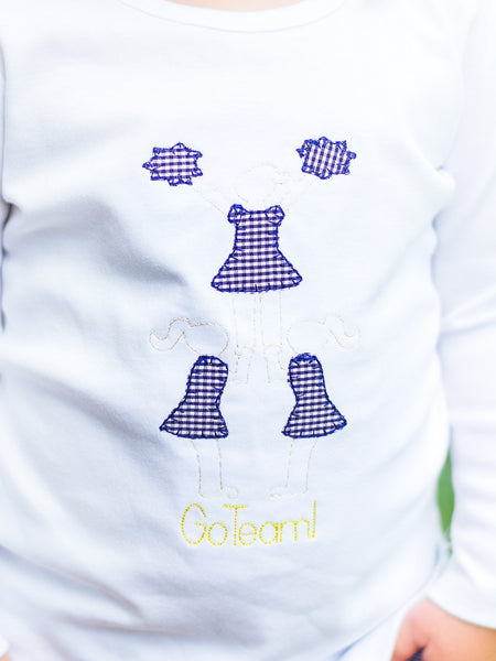 Stacked Cheerleader Applique Long Sleeve Tee - SAMPLE