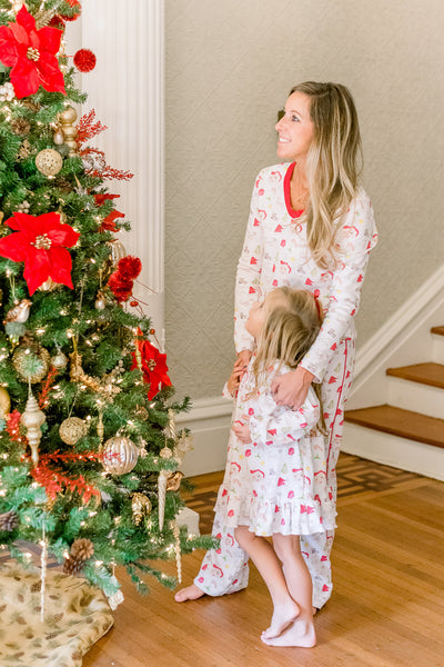 Mommy and Daughter Matching in Custom Letters to Santa Print